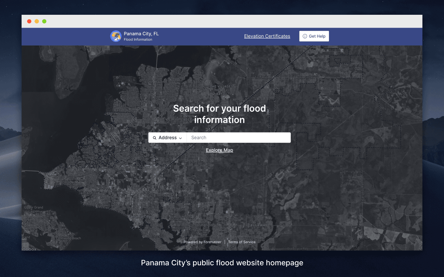 Screenshot of forerunner website